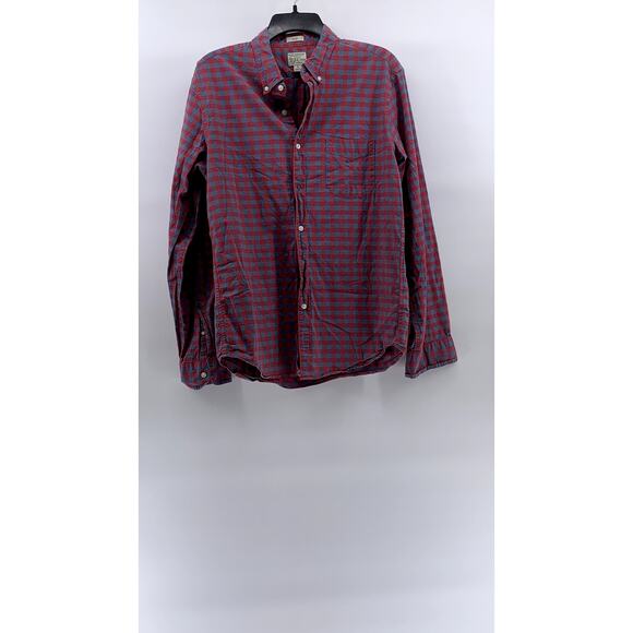 J.CREW Men's Blue-Red Check Stretch Slim-Fit Button-Up Long Sleeve Shirt SZ L - Picture 1 of 9